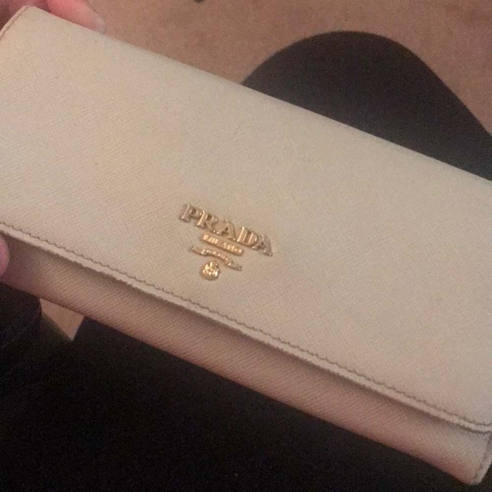 prada saffiano leather wallet.